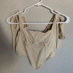 Beige Corset with Shoulder Ties